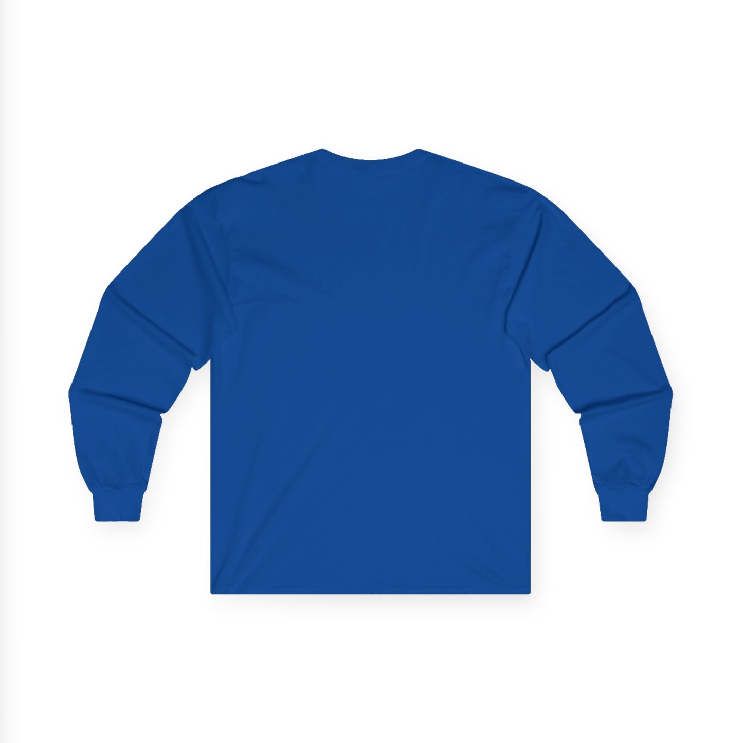 TEEZOCA contemporary ocean art print unisex long-sleeve t-shirt Blue long-sleeve shirt on a white background