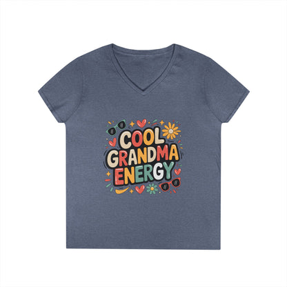 Cool Grandma Energy V-Neck T-Shirt Playful Retro Statement Tee | TEEZOCA 