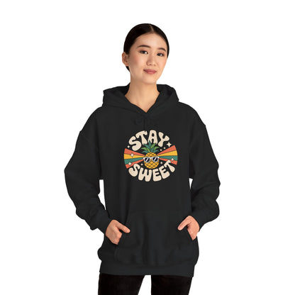 TEEZOCA cool pineapple wearing sunglasses Unisex Heavy Blend Hoodie streetwear - Stay Sweet Pineapple Graphic Unisex Heavy Blend Hoodie | TEEZOCA 