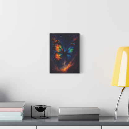 TEEZOCA cosmic butterfly canvas print featured in a minimalist room.