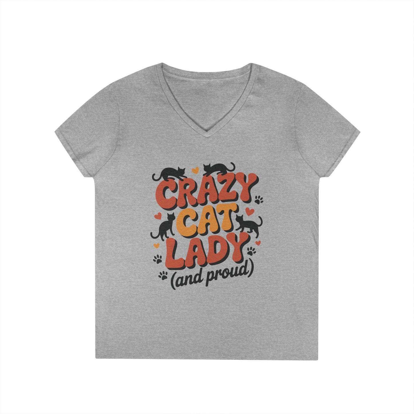 Crazy Cat Lady Cute Cat Lover Statement V-Neck T-Shirt for Women | TEEZOCA 