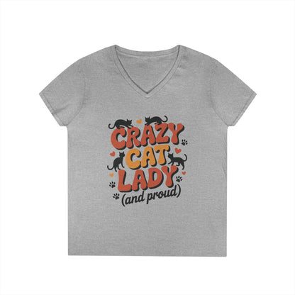 Crazy Cat Lady Cute Cat Lover Statement V-Neck T-Shirt for Women | TEEZOCA 