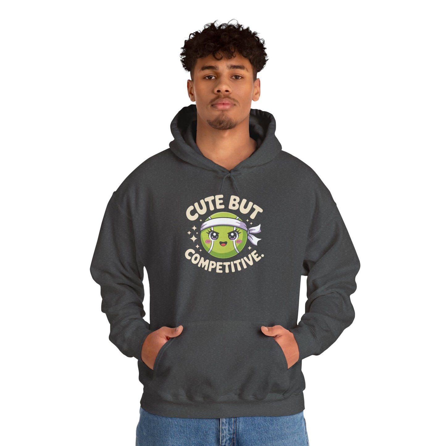 TEEZOCA cute competitive slogan Unisex Heavy Blend Hoodie fun athletic design - Cute But Competitive Tennis Graphic Unisex Heavy Blend Hoodie | TEEZOCA 