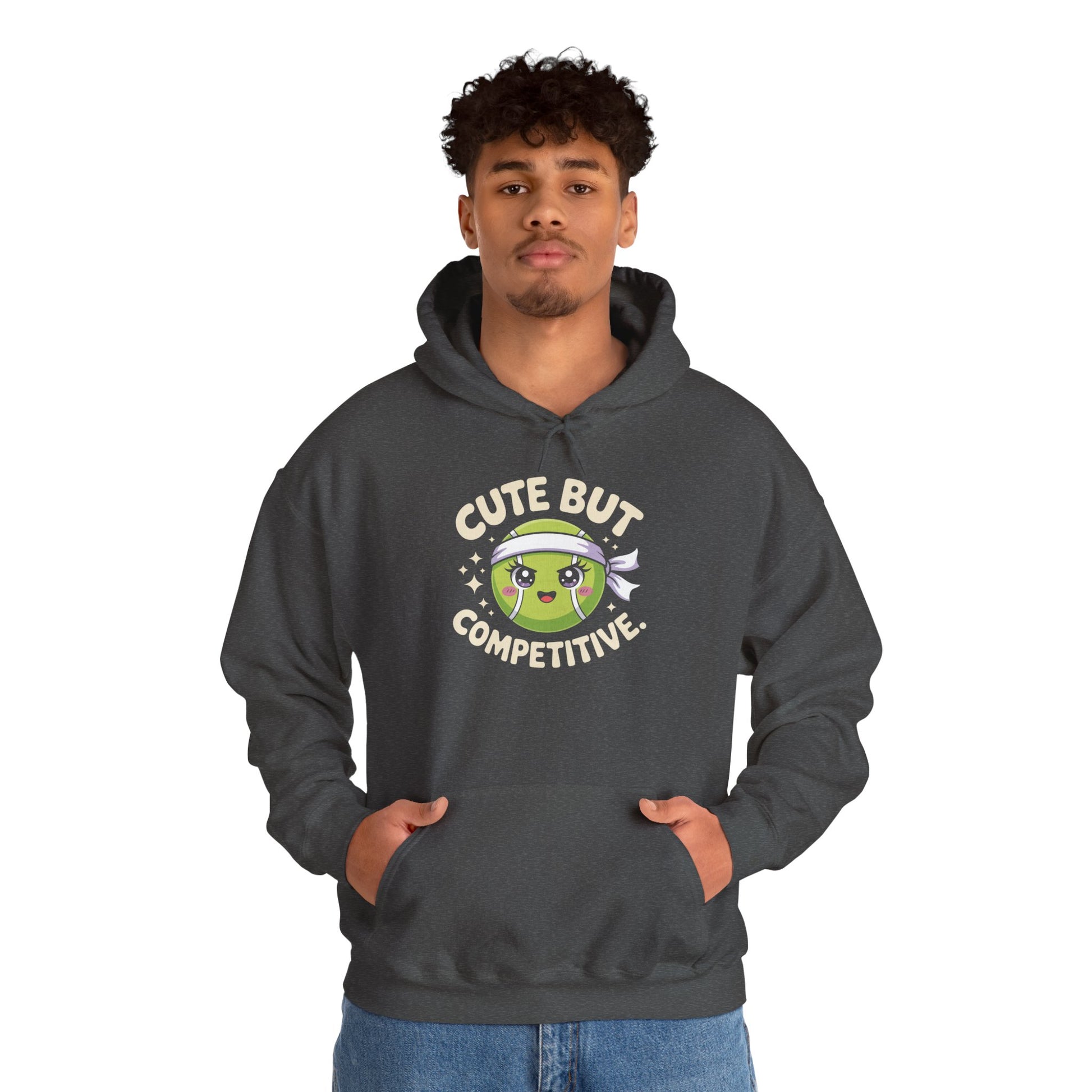 TEEZOCA cute competitive slogan Unisex Heavy Blend Hoodie fun athletic design - Cute But Competitive Tennis Graphic Unisex Heavy Blend Hoodie | TEEZOCA 