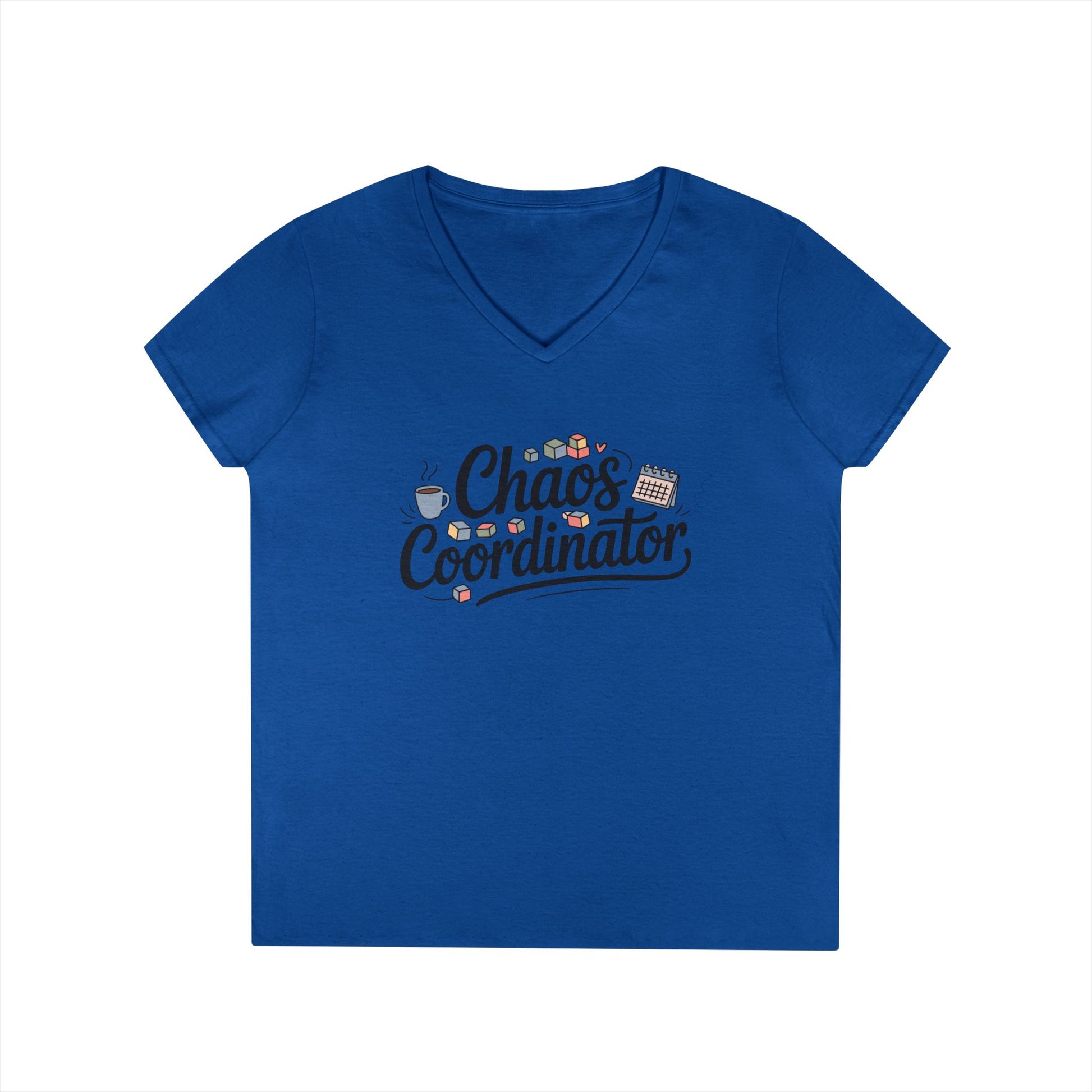 Chaos Coordinator Cute Minimalist Mom Life V-Neck T-Shirt for Women | TEEZOCA 