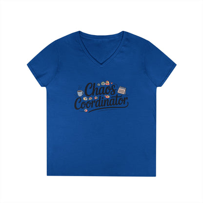 Chaos Coordinator Cute Minimalist Mom Life V-Neck T-Shirt for Women | TEEZOCA 