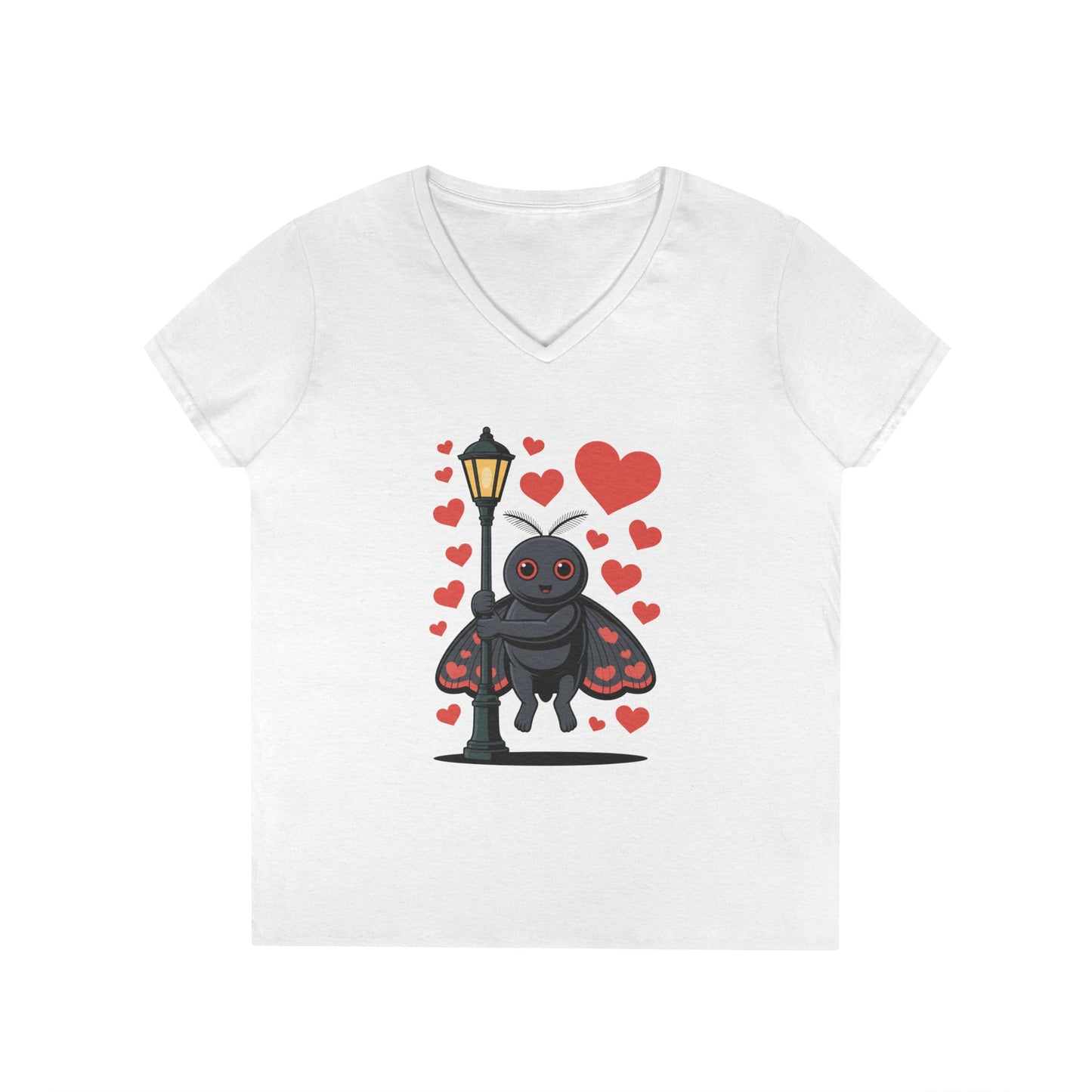 Cute Love Bug Hearts Graphic V-Neck T-Shirt for Women | TEEZOCA 