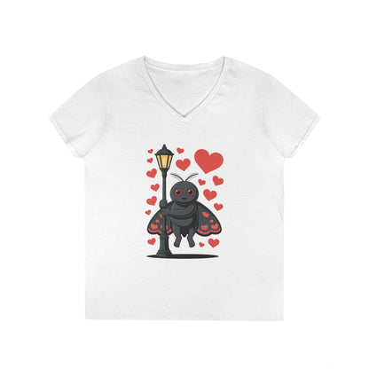 Cute Love Bug Hearts Graphic V-Neck T-Shirt for Women | TEEZOCA 