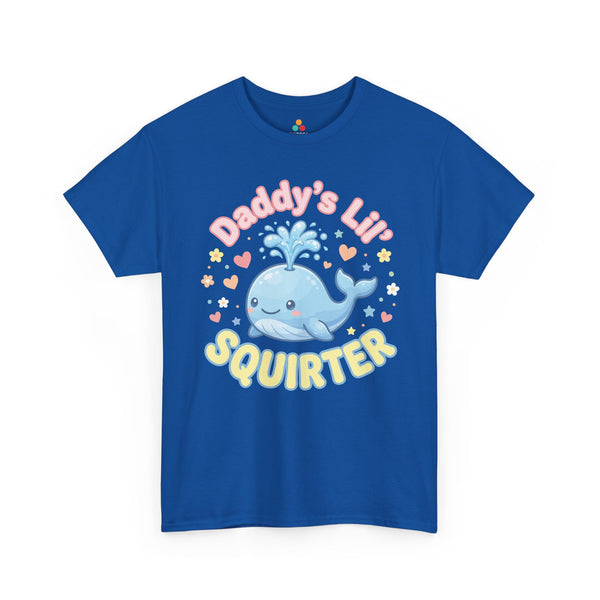 TEEZOCA_cute_whale_t-shirt_with_playful_Daddy_s_Lil_Squirt_text_design