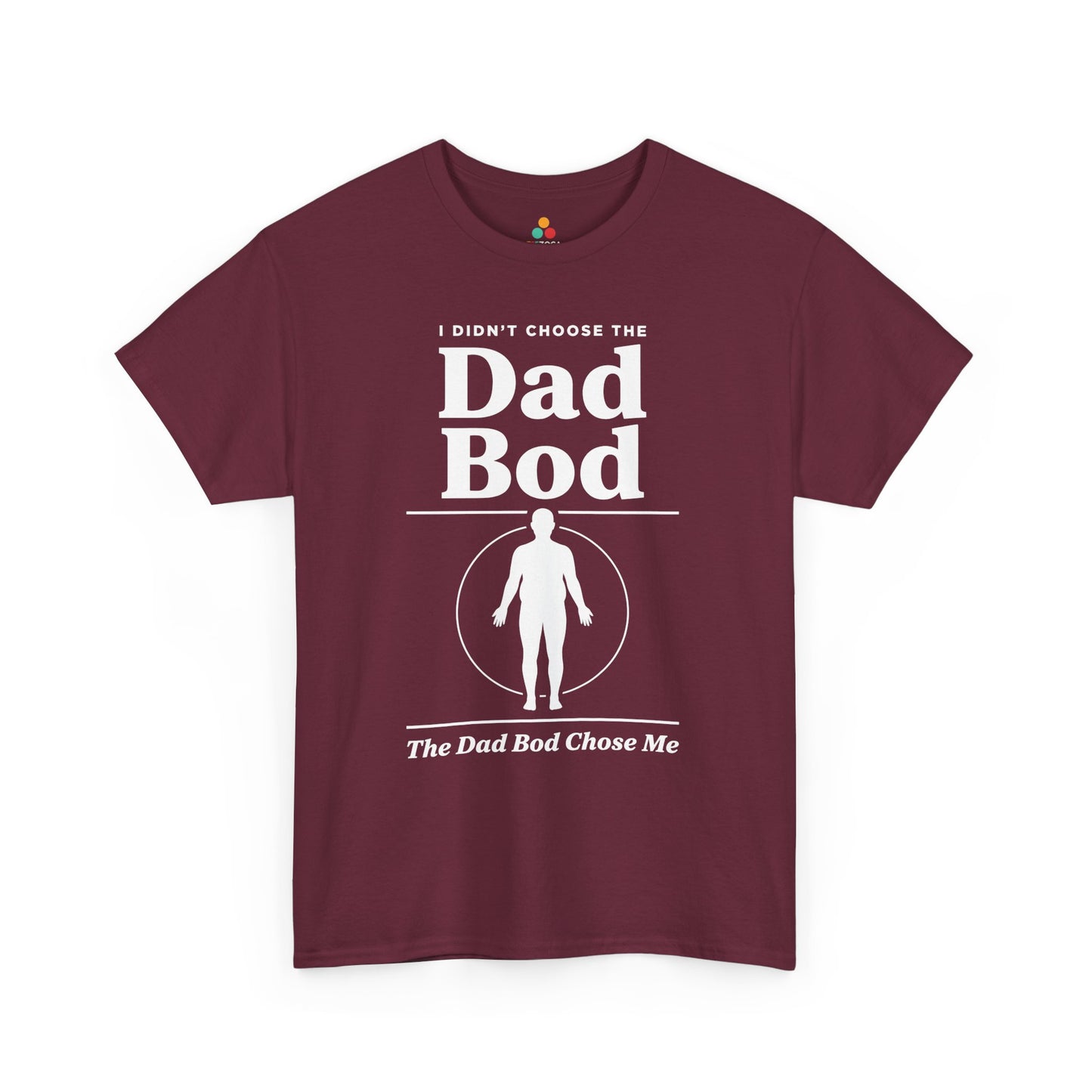 TEEZOCA dad bod shirt Unisex T-shirt with a silhouette spotlight and the dad bod chose me joke.

