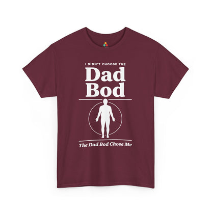 TEEZOCA dad bod shirt Unisex T-shirt with a silhouette spotlight and the dad bod chose me joke.
