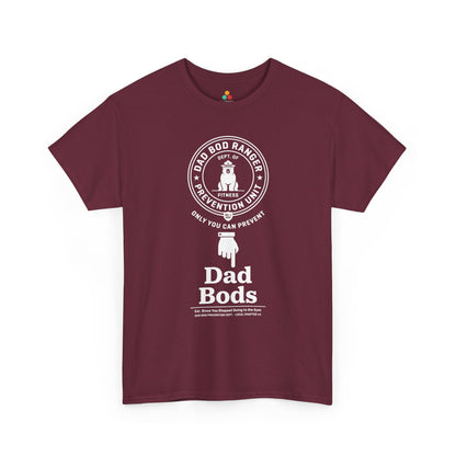 TEEZOCA dad bod shirt Unisex T-shirt with ranger badge parody and Only You Can Prevent Dad Bods joke.
