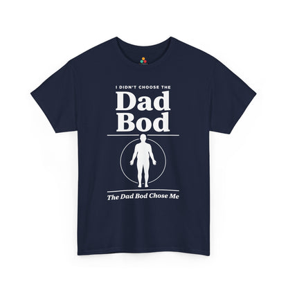 TEEZOCA dad bod t shirt design with circular spotlight silhouette and clever dad humor.
