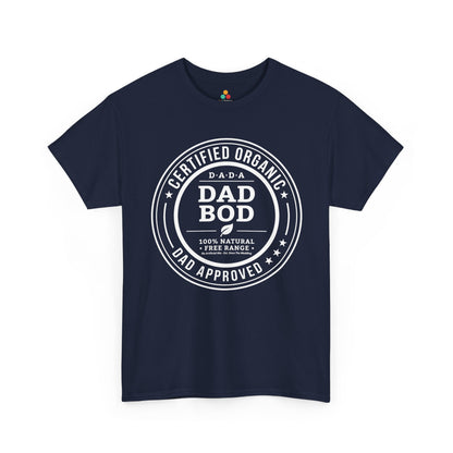 TEEZOCA dad bod t shirt showing a leaf icon, circular badge, and Since the Wedding joke.
