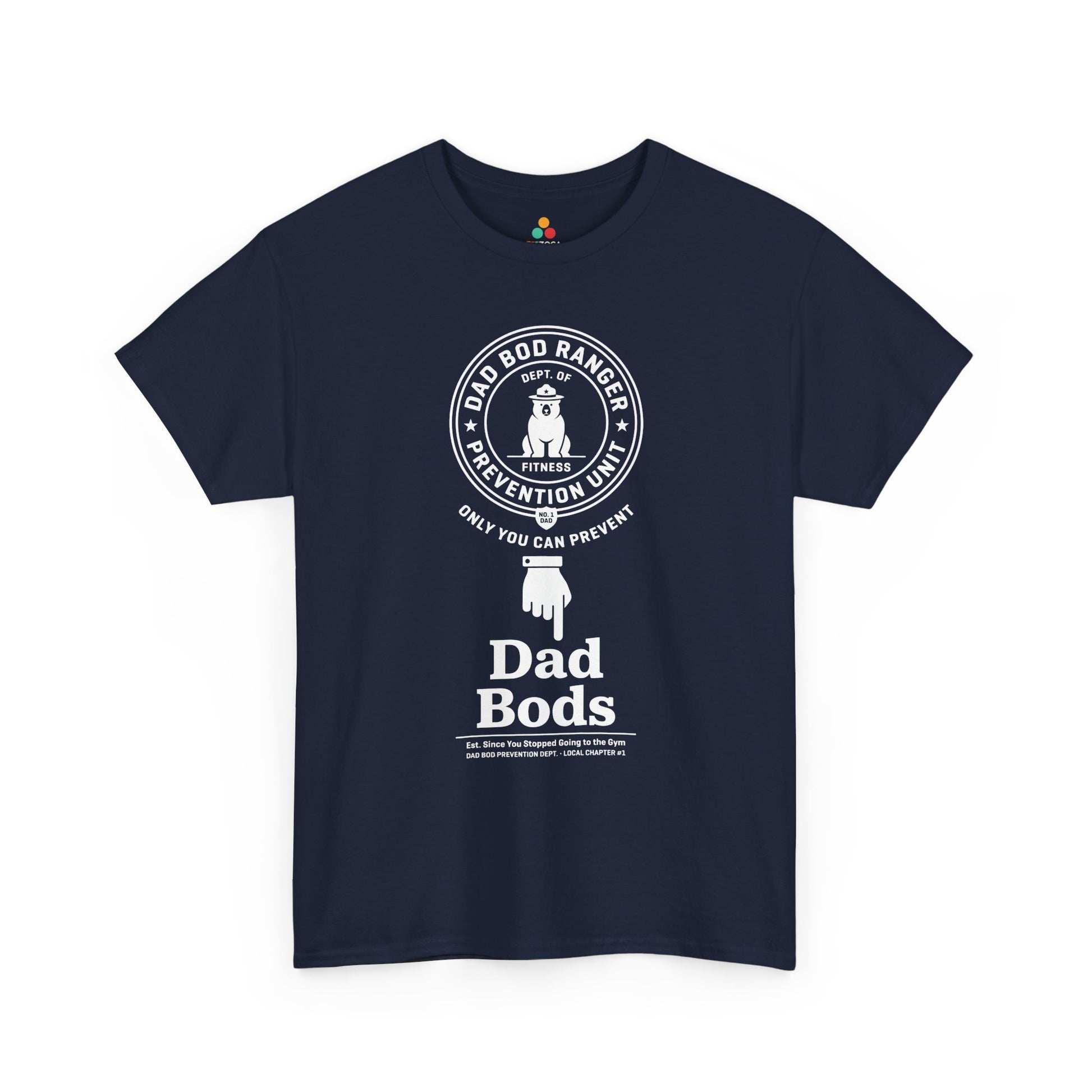 TEEZOCA dad bod t shirt with Prevention Unit graphic and Est. Since You Stopped Going to the Gym joke.
