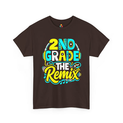 TEEZOCA dark chocolate brown casual tee featuring the retro neon second-grade text layout.