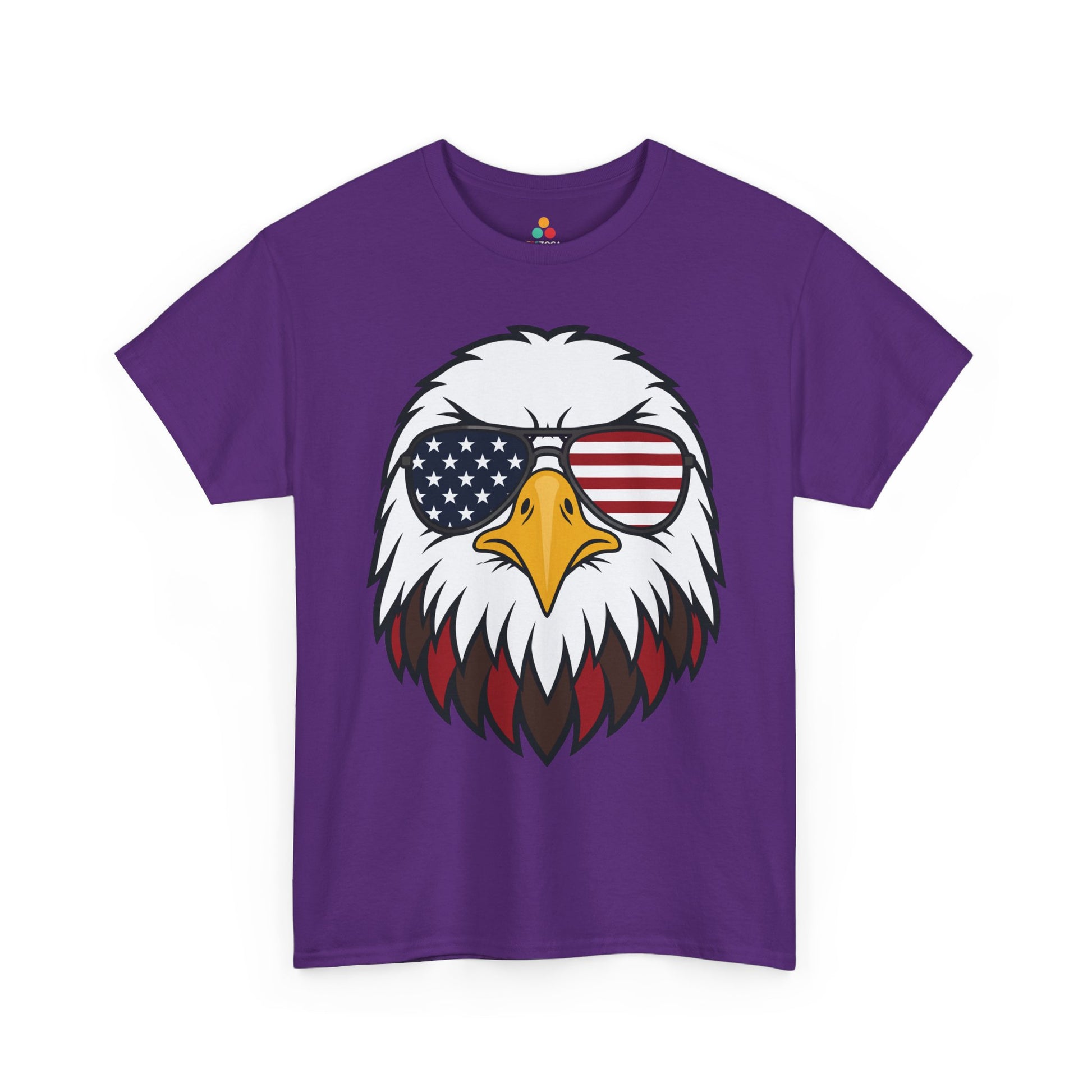 TEEZOCA eagle american flag shirt t-shirt featuring a bald eagle in American flag sunglasses with bold patriotic graphic style.
