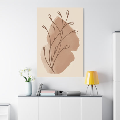 TEEZOCA earthy boho botanical wall art displayed in minimalist living room setting.