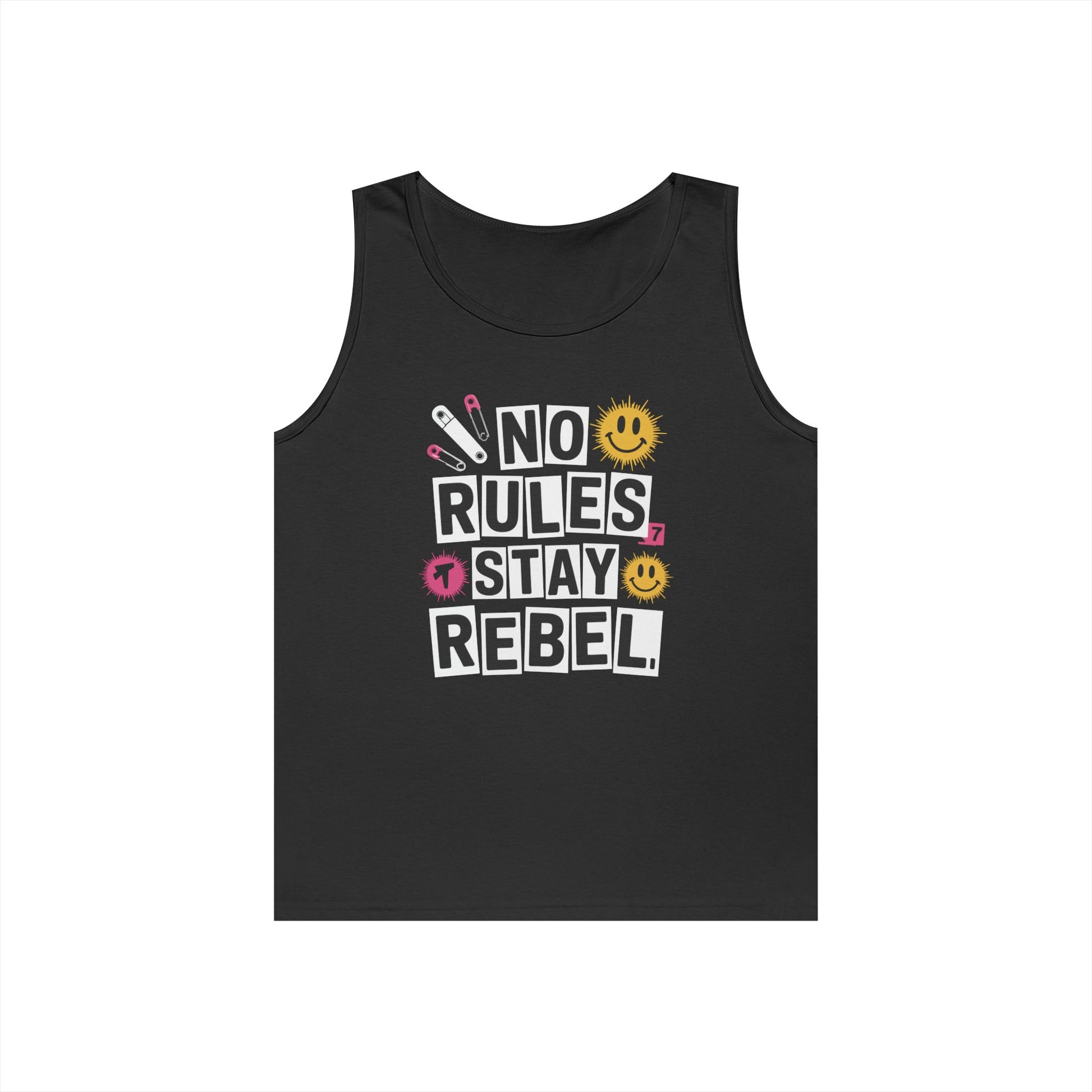 No Rules Stay Rebel Punk Collage Statement Unisex Tank Top Streetwear | TEEZOCA 