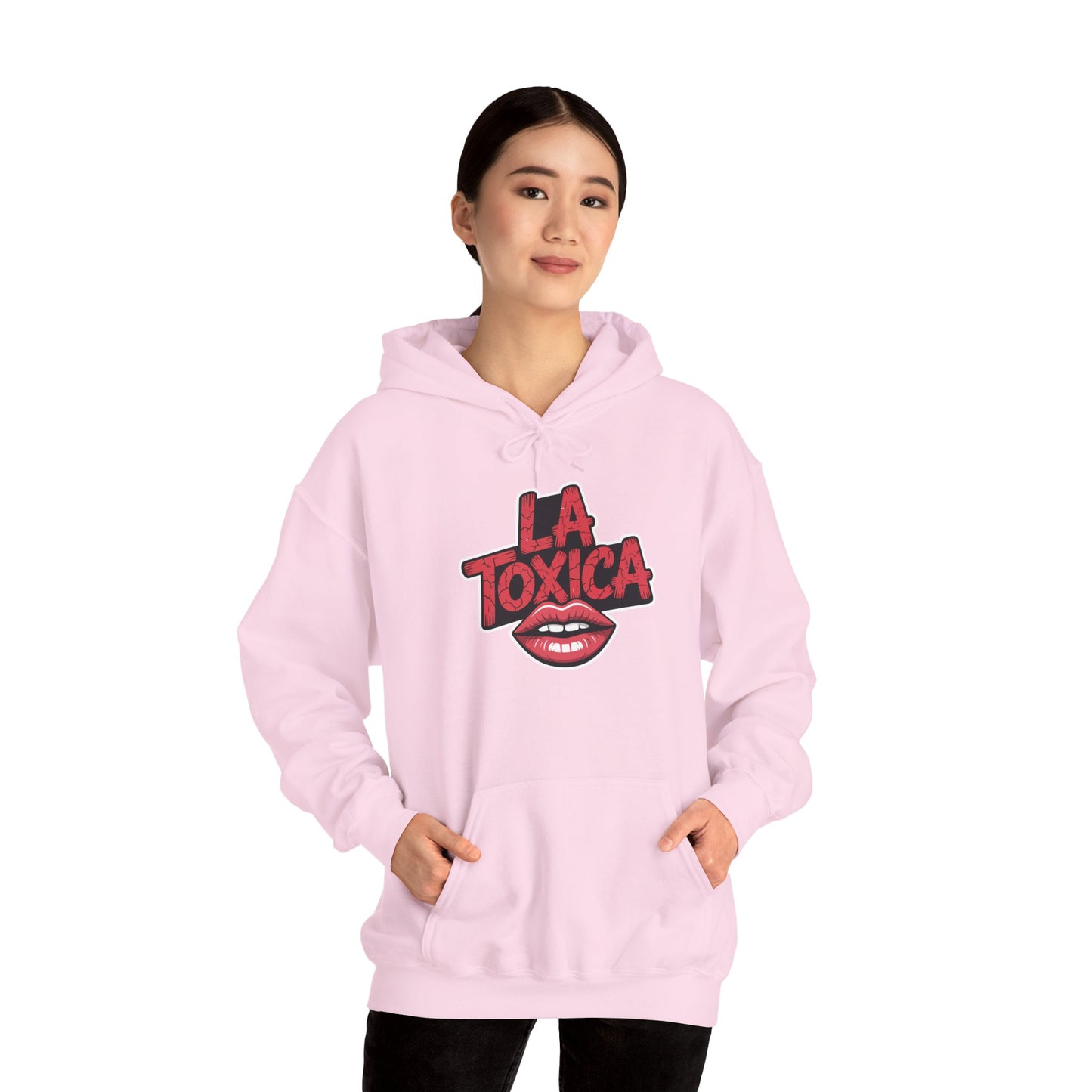 TEEZOCA edgy typography lips design Unisex Heavy Blend Hoodie streetwear vibe