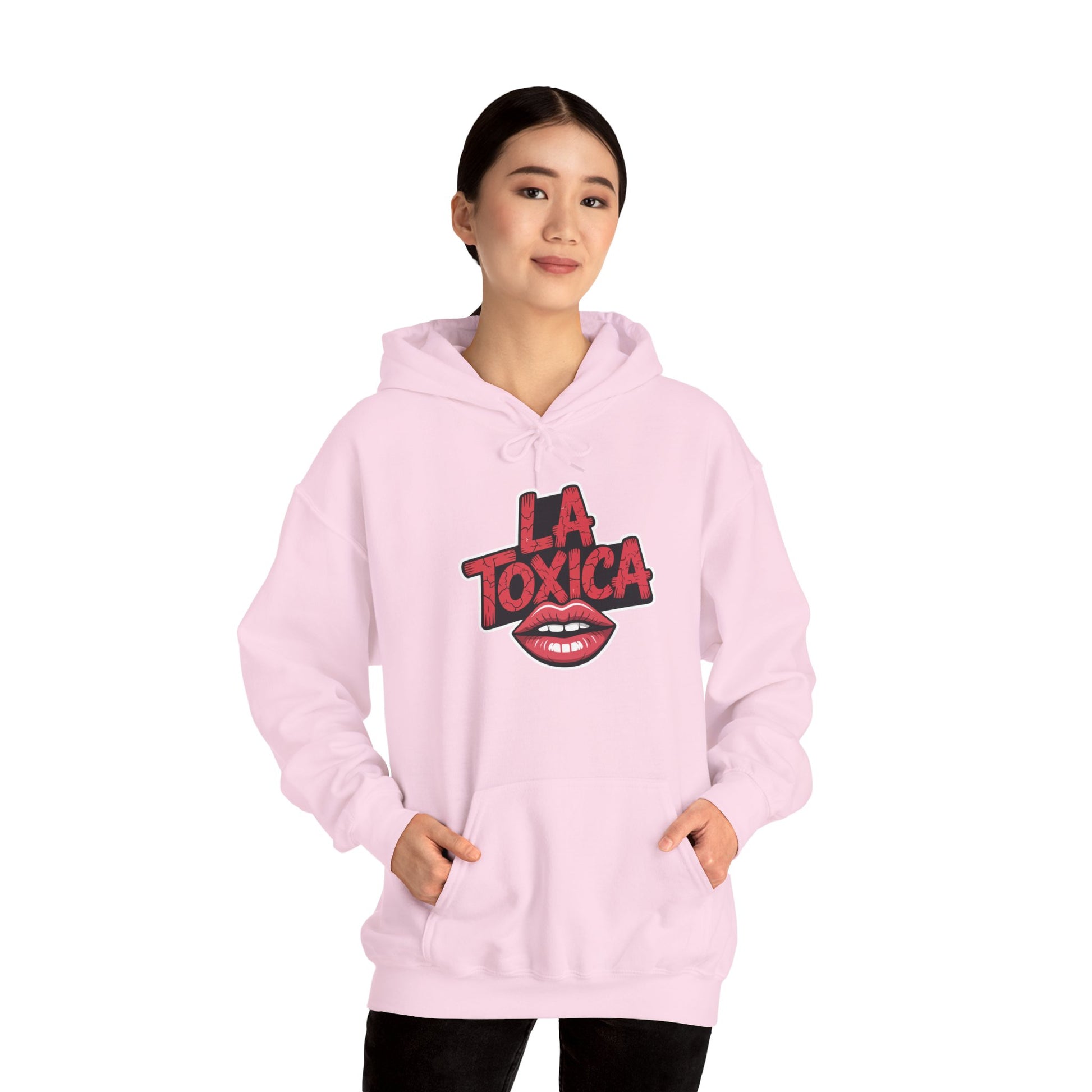 TEEZOCA edgy typography lips design Unisex Heavy Blend Hoodie streetwear vibe
