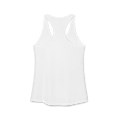 TEEZOCA empowering women’s tank top with retro superhero design White tank top on a white background