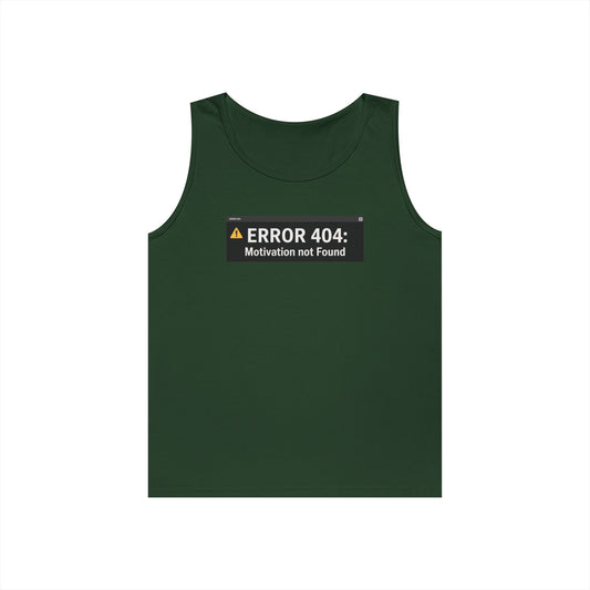 TEEZOCA error 404 motivation not found Unisex Tank Top with funny message Error 404 Motivation Not Found Unisex Tank Top for Funny Gym Streetwear | TEEZOCA 