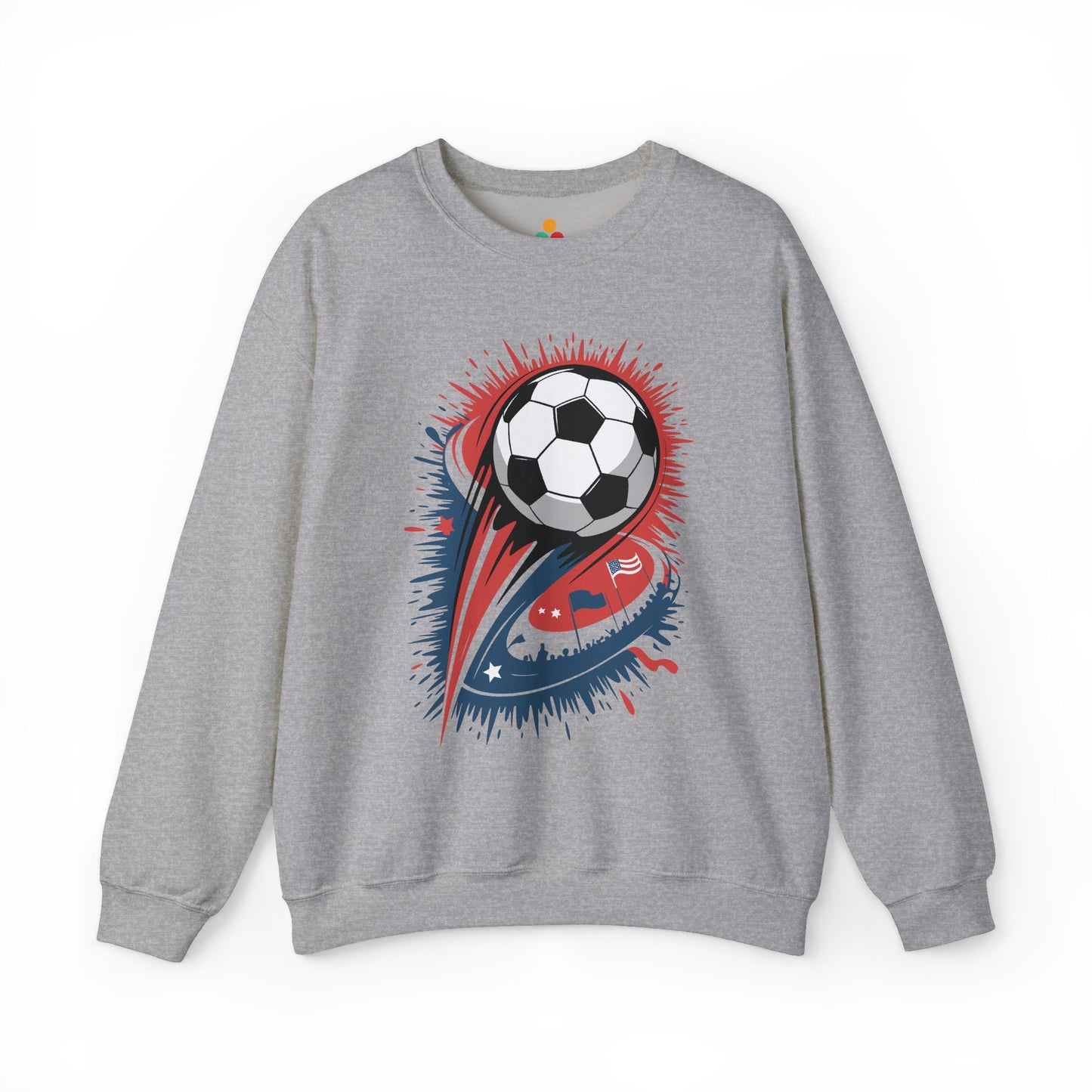 TEEZOCA explosive soccer ball sweatshirt with dynamic football design Gray sweatshirt with a soccer ball design on a white background