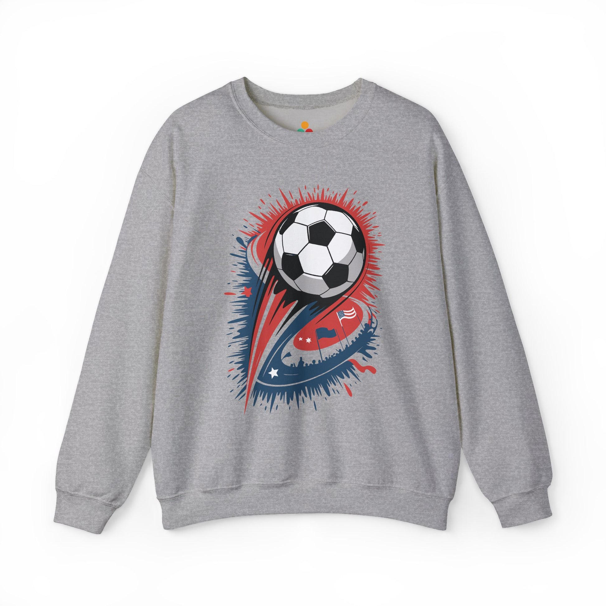 TEEZOCA explosive soccer ball sweatshirt with dynamic football design Gray sweatshirt with a soccer ball design on a white background