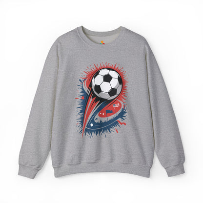 TEEZOCA explosive soccer ball sweatshirt with dynamic football design Gray sweatshirt with a soccer ball design on a white background
