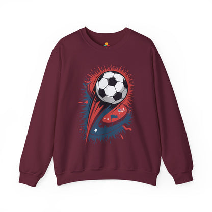 TEEZOCA explosive soccer ball sweatshirt with dynamic football design Maroon sweatshirt with a soccer ball design on a white background