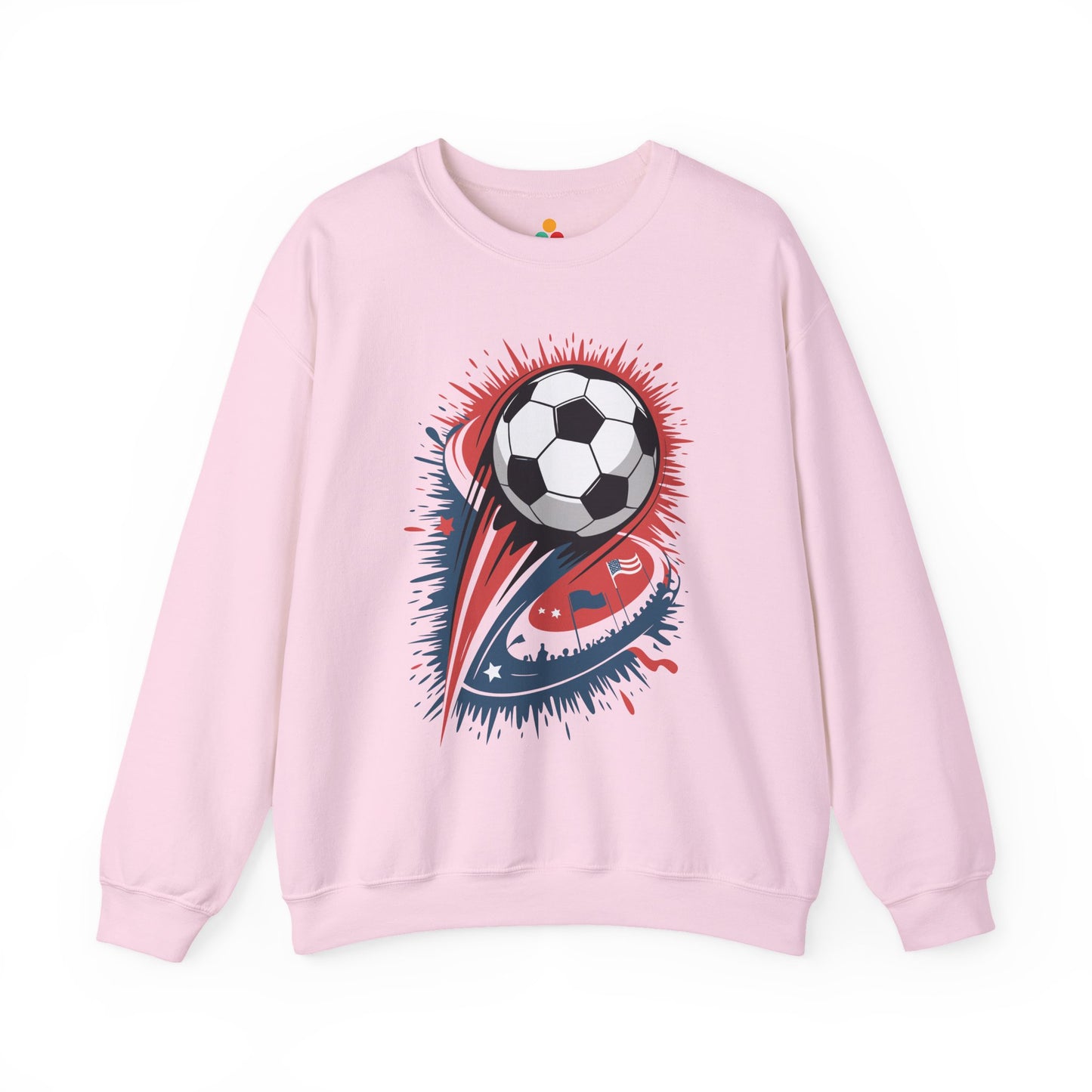 TEEZOCA explosive soccer ball sweatshirt with dynamic football design Pink sweatshirt with a soccer ball design on a white background