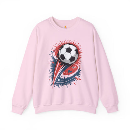 TEEZOCA explosive soccer ball sweatshirt with dynamic football design Pink sweatshirt with a soccer ball design on a white background