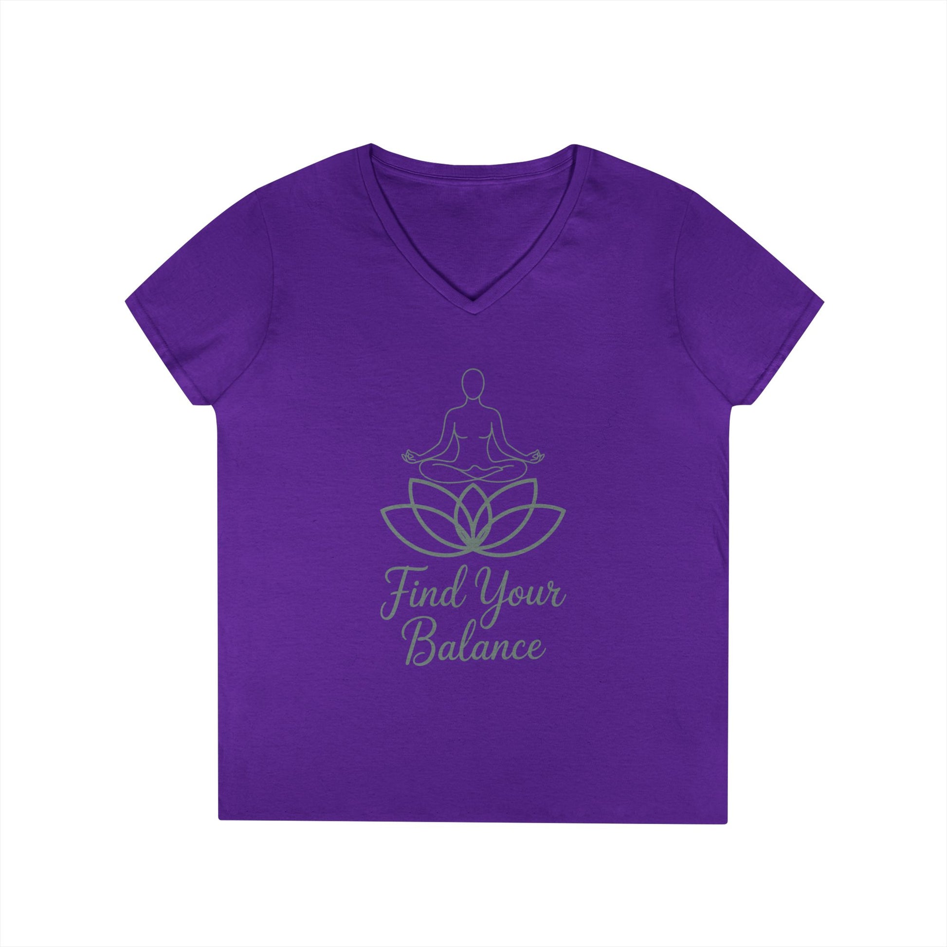 Find Your Balance Yoga Lotus V-Neck T-Shirt for Women | TEEZOCA 
