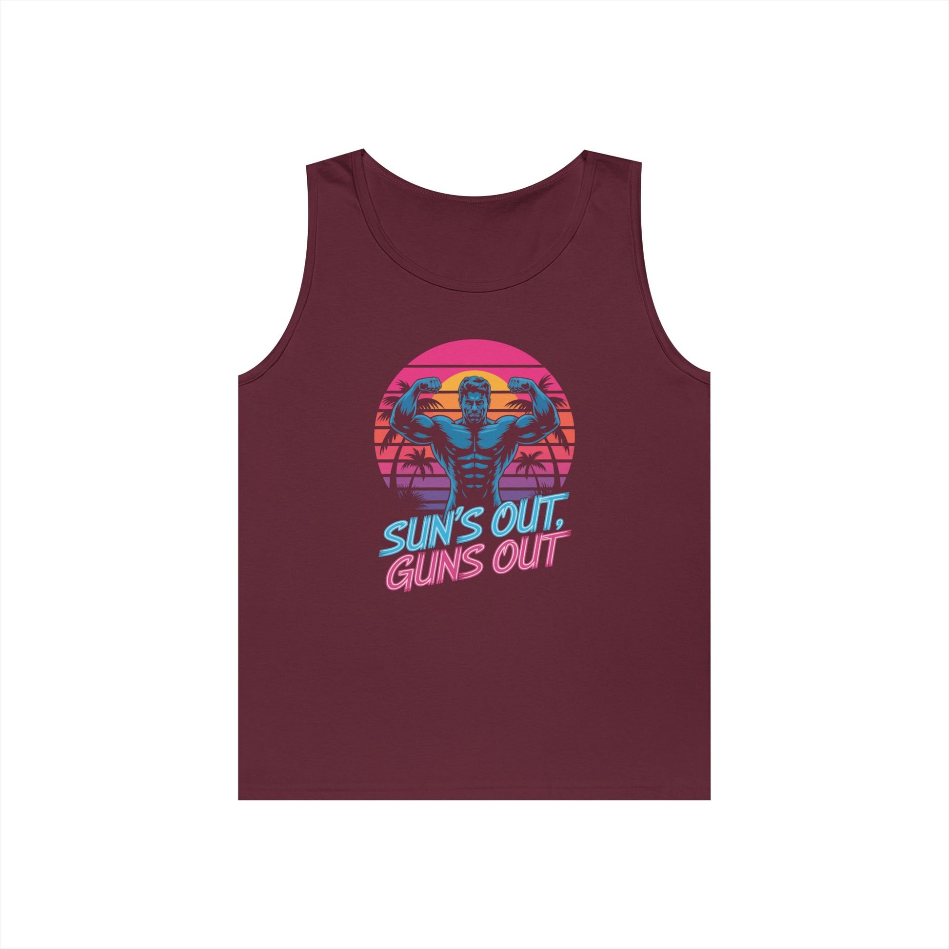 Sun’s Out Guns Out Unisex Tank Top for Retro Gym Energy and Bold Style | TEEZOCA 
