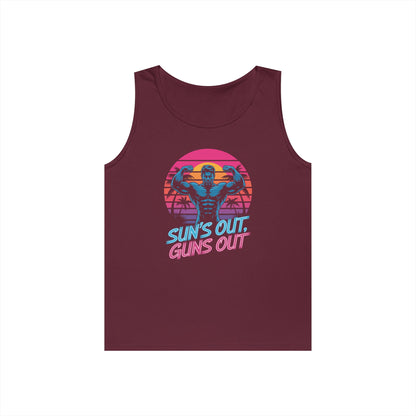 Sun’s Out Guns Out Unisex Tank Top for Retro Gym Energy and Bold Style | TEEZOCA 