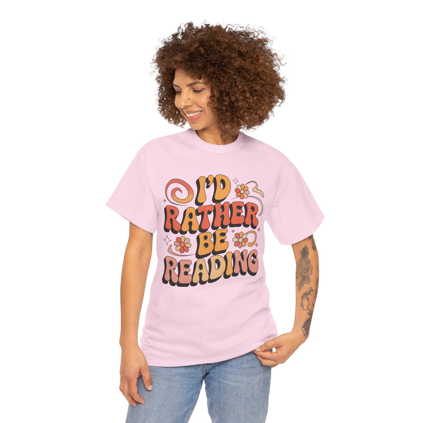 I’d Rather Be Reading Retro Floral Unisex T-shirt | TEEZOCA 