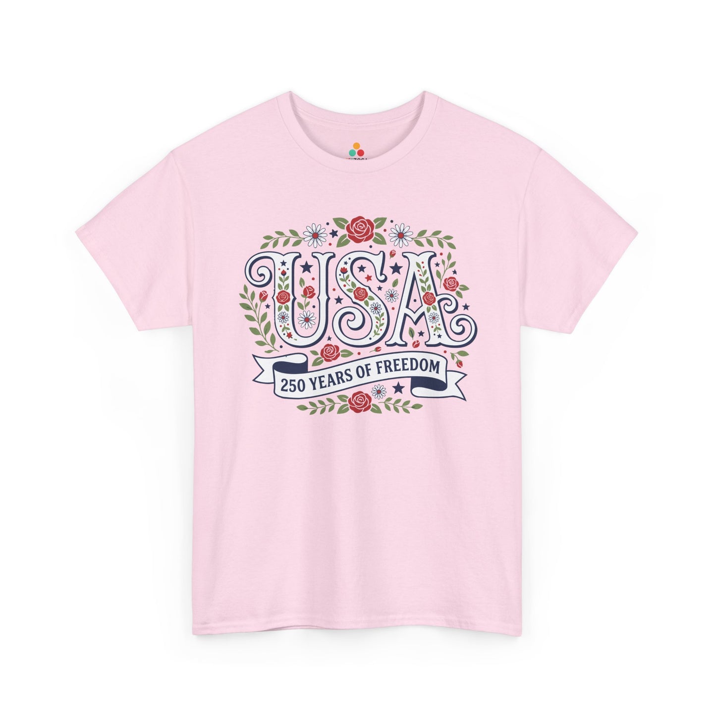 TEEZOCA floral patriotic shirt T-shirt made for women’s 4th of July shirts, summer events, and gift buyers.
