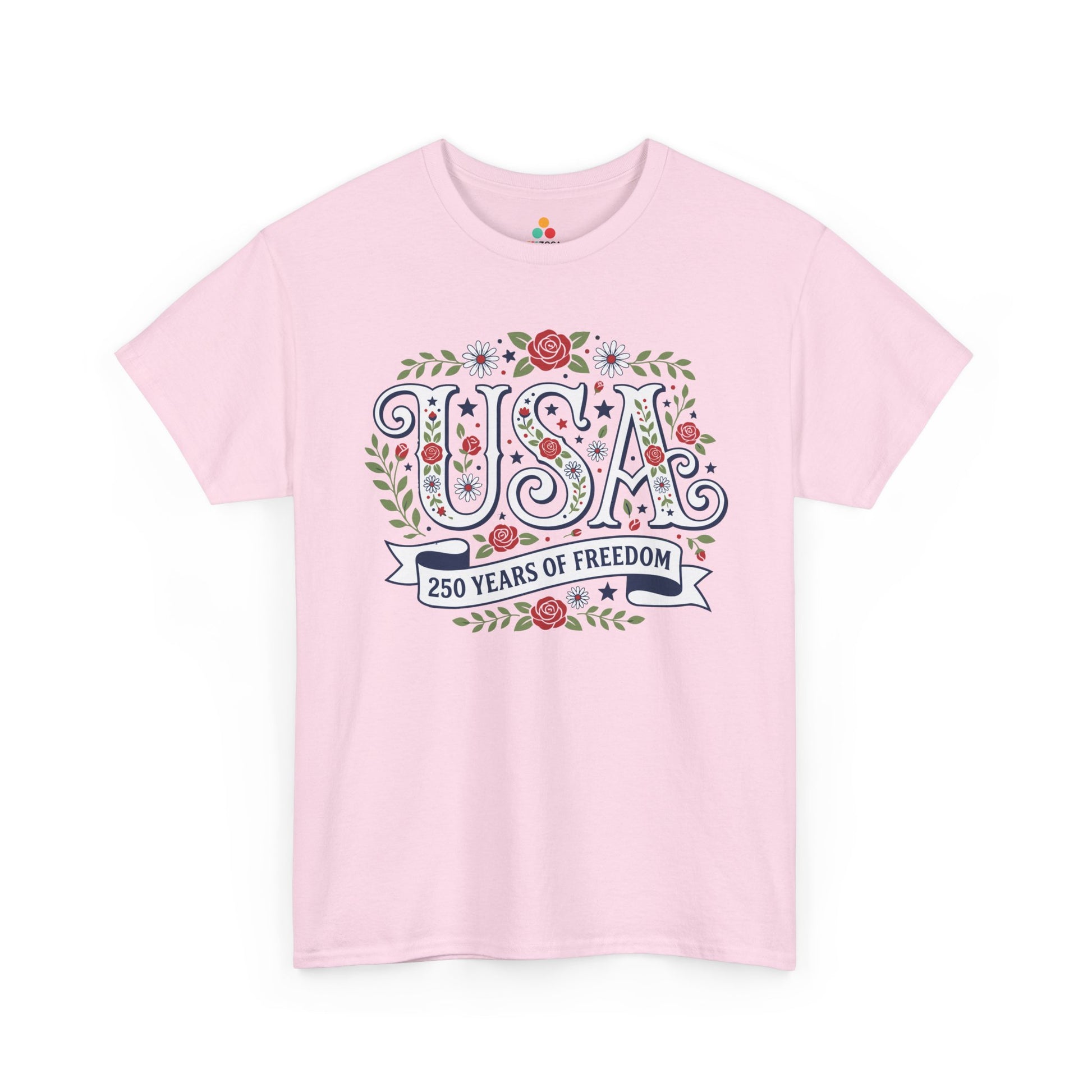 TEEZOCA floral patriotic shirt T-shirt made for women’s 4th of July shirts, summer events, and gift buyers.

