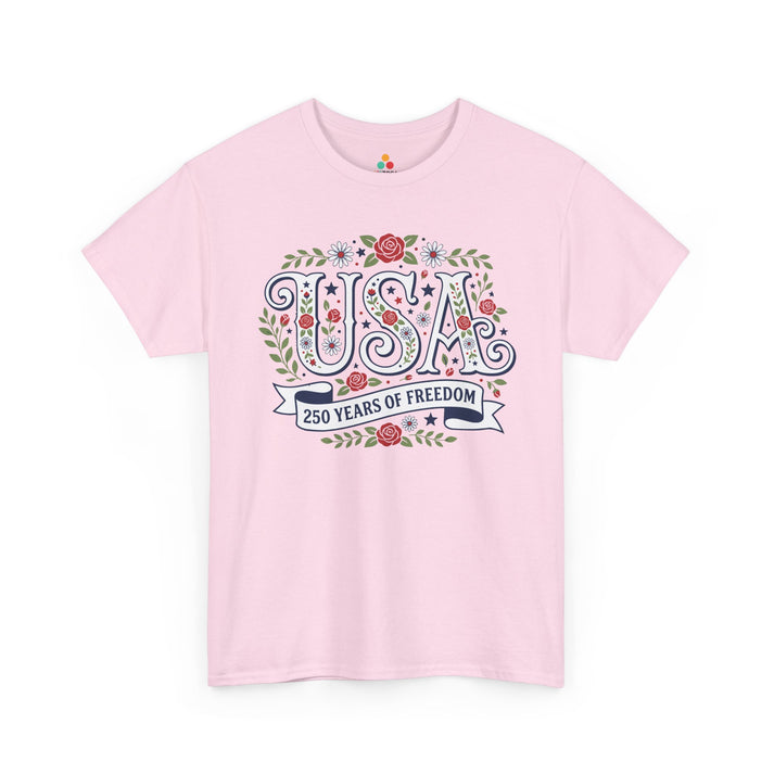 USA Shirt Women Floral 250 Years of Freedom Patriotic T-shirt Gift