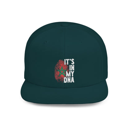 TEEZOCA forest green flat bill cap with the premium embroidered Moroccan national pride design.