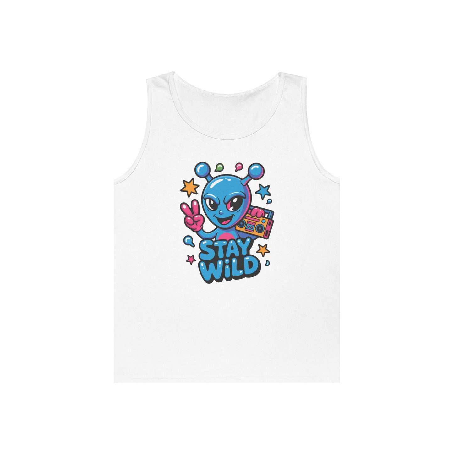 Stay Wild Alien Boombox Street Art Unisex Tank Top for Summer Vibes | TEEZOCA 
