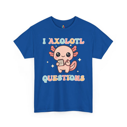 TEEZOCA funny axolotl quote Unisex T-shirt with playful style I Axolotl Questions Cute Kawaii Axolotl Pun Unisex T-shirt | TEEZOCA 