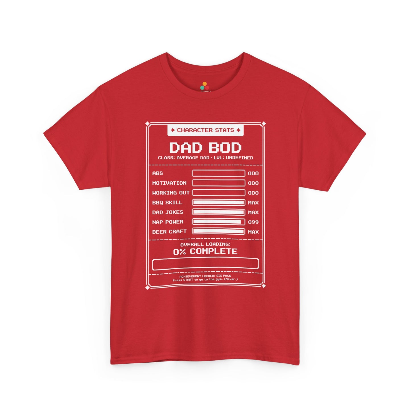 TEEZOCA funny dad joke shirts Unisex T-shirt with Dad Bod Loading graphic for birthdays and Christmas.
