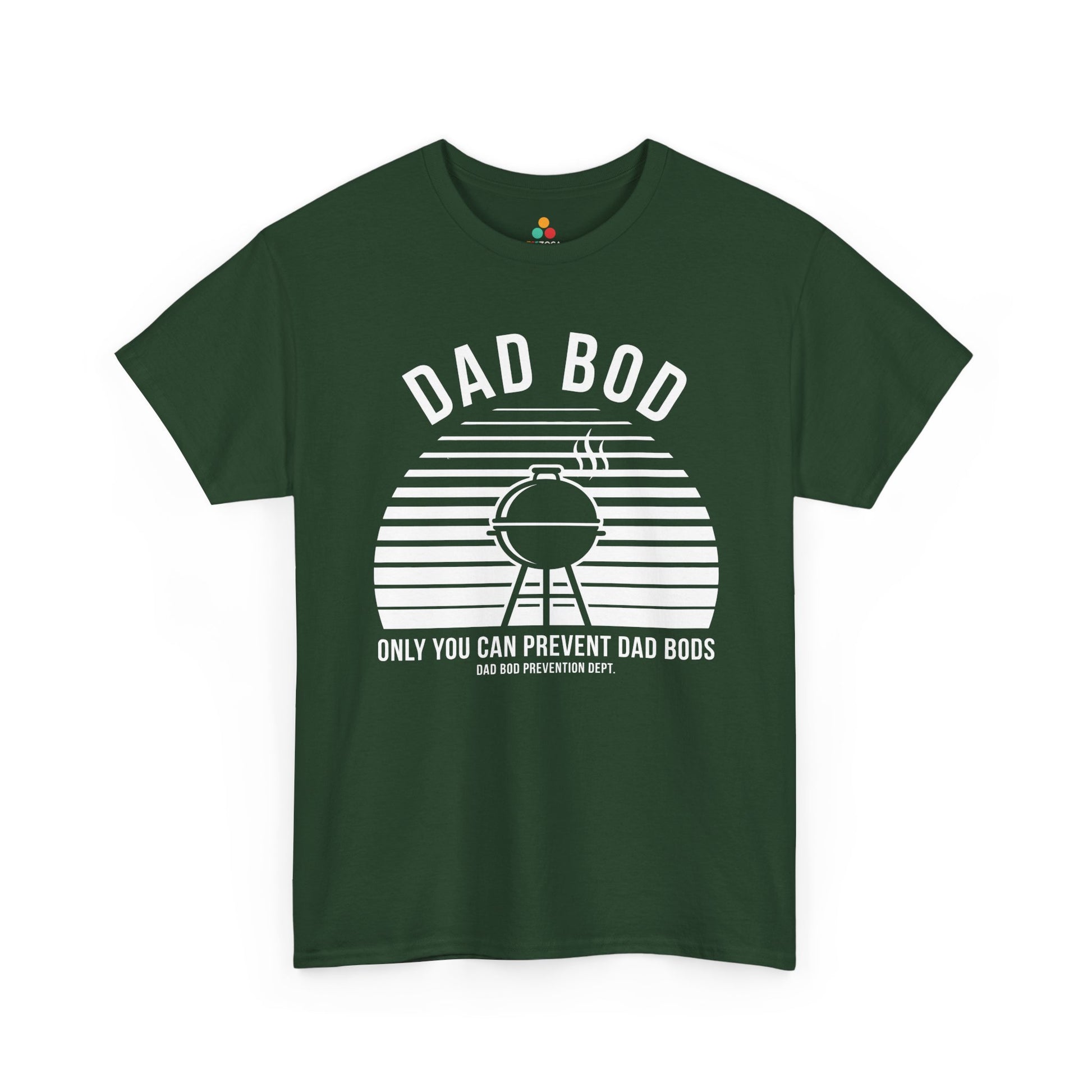 TEEZOCA funny dad shirts Unisex T-shirt with BBQ grill silhouette and retro dad bod prevention artwork.
