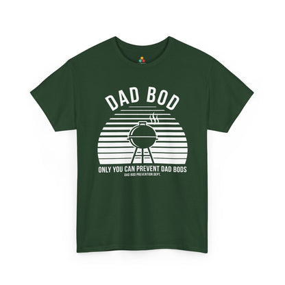 TEEZOCA funny dad shirts Unisex T-shirt with BBQ grill silhouette and retro dad bod prevention artwork.
