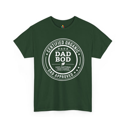 TEEZOCA funny dad shirts Unisex T-shirt with organic certified badge design for husbands.
