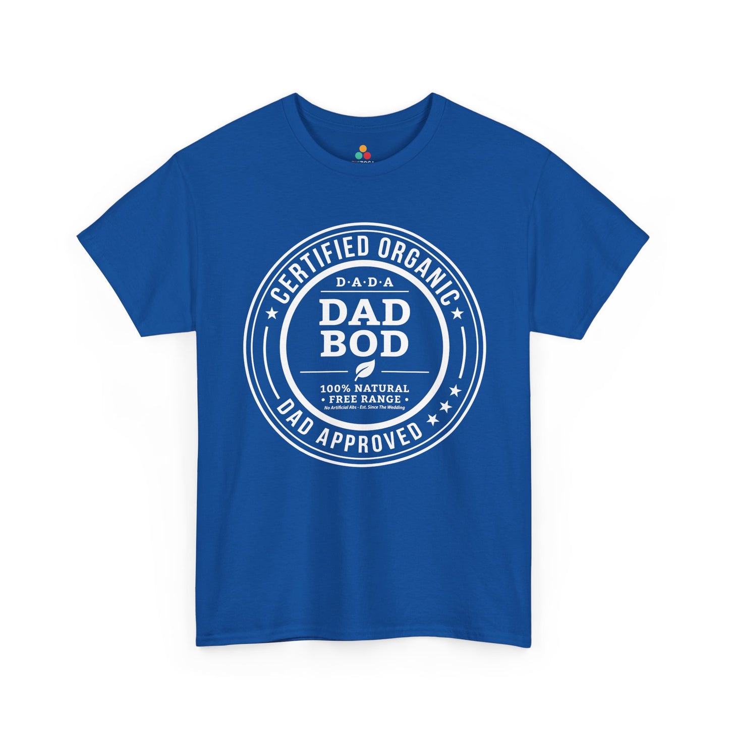 TEEZOCA funny father’s day shirt t-shirt with Certified Organic Dad Bod artwork.
