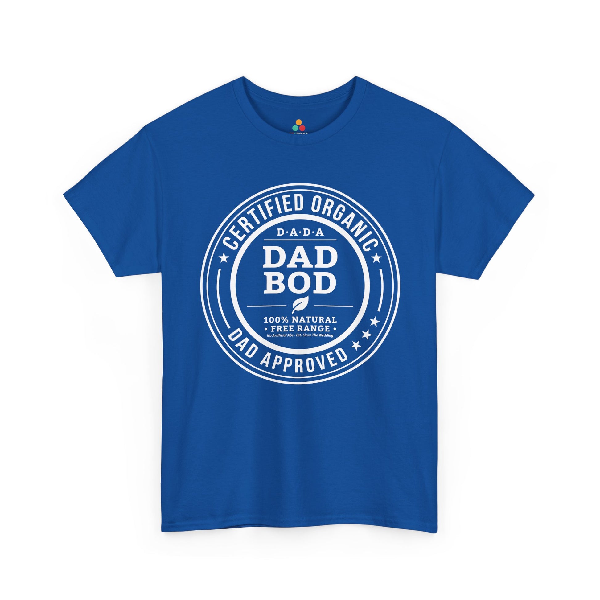 TEEZOCA funny father’s day shirt t-shirt with Certified Organic Dad Bod artwork.
