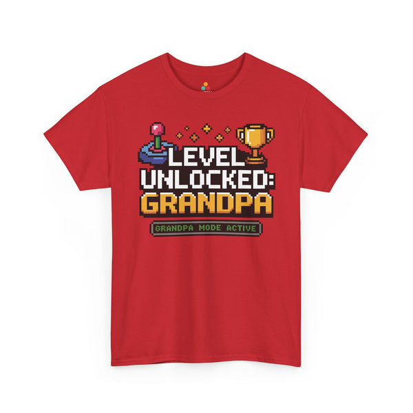 TEEZOCA_funny_grandpa_gamer_Unisex_T-shirt_8-bit_style_print_Level_Unlocked_Grandpa_Mode_Active_Unisex_T-shirt_Retro_TEEZOCA